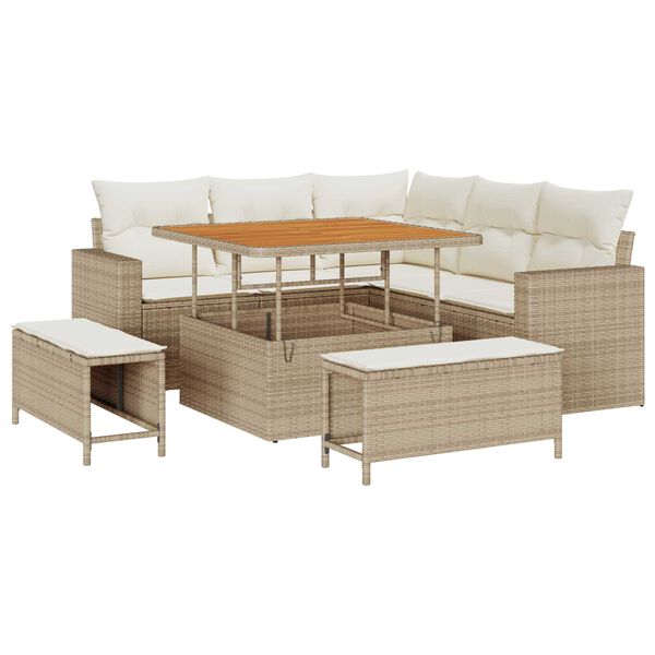 vidaXL Havesofa S&aelig;t 8 pcs Beige polyrattan