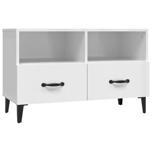 vidaXL tv-bord 80x36x50 cm konstrueret tr&aelig; hvid h&oslash;jglans