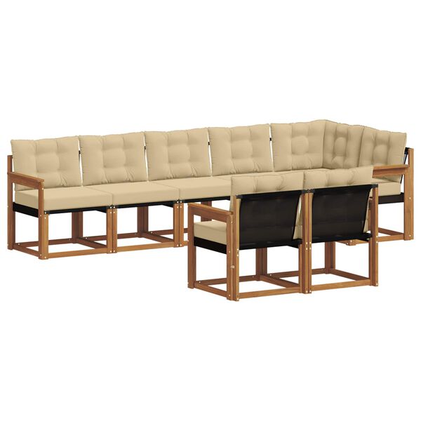 vidaXL Udend&oslash;rs sofagruppe med pude 8 pcs Naturlig og Beige