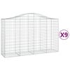 vidaXL buede gabionkurve 9 stk. 200x50x120/140 cm galvaniseret jern