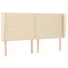 vidaXL sengegavl med kanter 163x23x118/128 cm stof cremefarvet