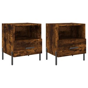 vidaXL sengeborde 2 stk. 40x35x47,5 cm konstrueret tr&aelig; r&oslash;get egetr&aelig;