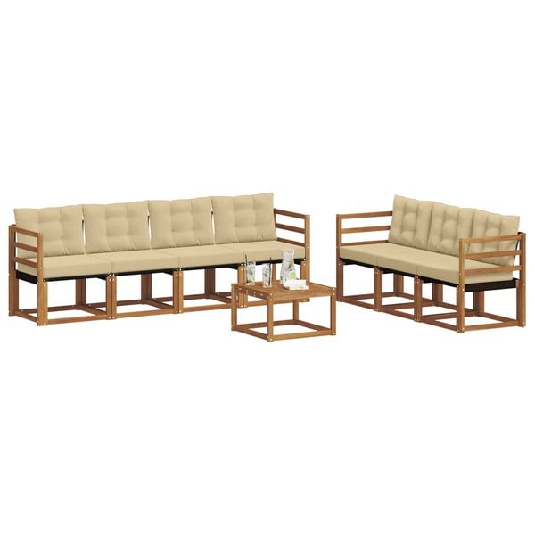 vidaXL Udend&oslash;rs sofagruppe med pude 8 pcs Naturlig og Beige
