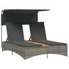 vidaXL solseng med baldakin og hynder polyrattan gr&aring;