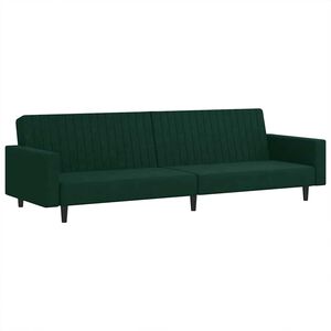vidaXL 2-personers sovesofa fl&oslash;jl m&oslash;rkegr&oslash;n
