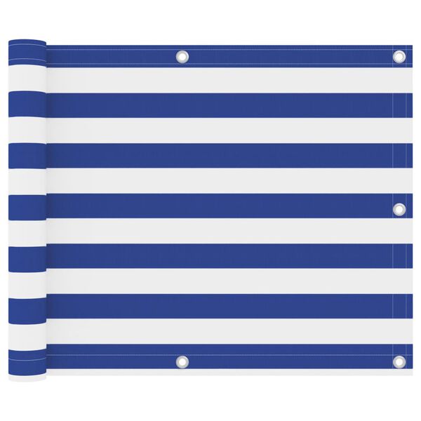 vidaXL altanafsk&aelig;rmning 75x600 cm oxfordstof hvid og bl&aring;