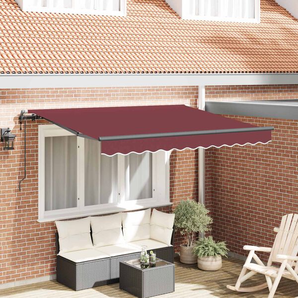 vidaXL Utr&aelig;kkelig Markise Bordeaux 350 x 200 x 165 cm Stof