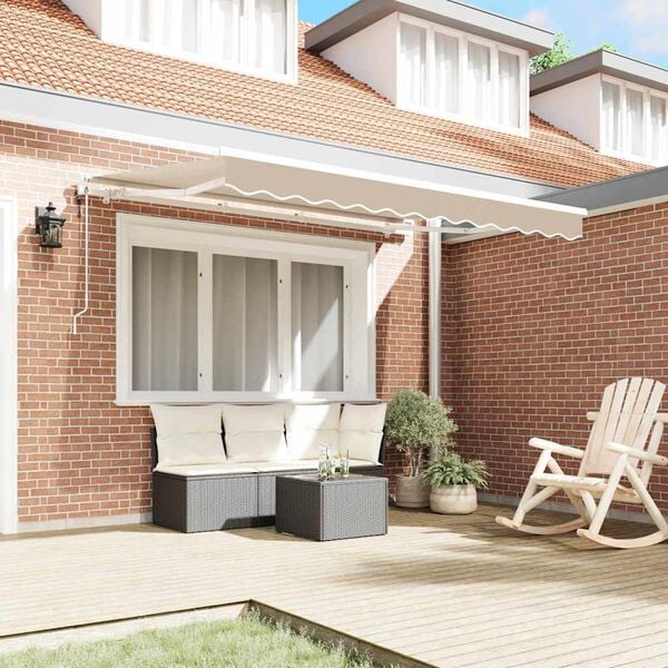 vidaXL Utr&aelig;kkelig Markise Beige 300 x 200 cm Stof