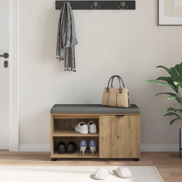 vidaXL Hallb&aelig;nk Artisan Eg 80 x 38 x 46 cm Kunstigt tr&aelig; og stof