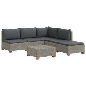 vidaXL 6 stk. Rattan Lounges&aelig;t med Puder GENDT Naturlig rattan