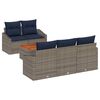 vidaXL Havesofa S&aelig;t med opbevaring 6 pcs Gr&aring; og Marinebl&aring; polyrattan