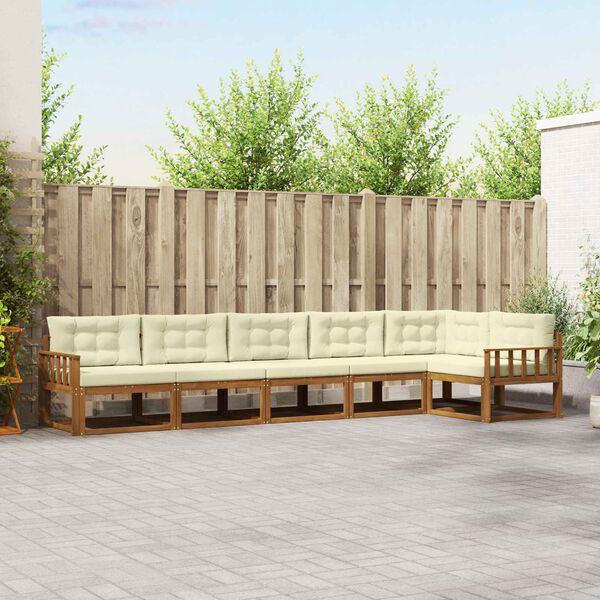 vidaXL Udend&oslash;rs sofagruppe med pude 6 pcs Naturlig og Fl&oslash;de