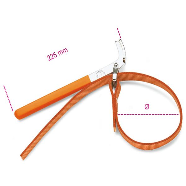 Beta Tools oliefiltertang med b&aring;ndstrammer 1490/2