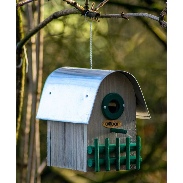 dobar redekasse Teak med rundt zinktag natur + gr&oslash;n og s&oslash;lvfarvet