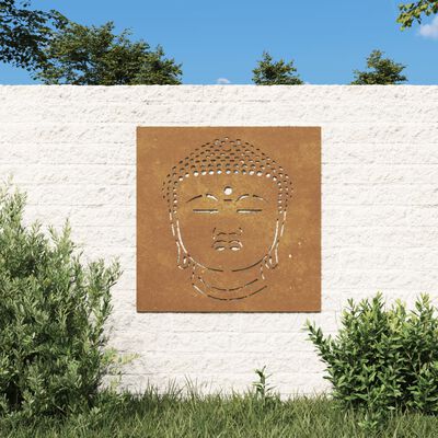 vidaXL udendørs vægdekoration 55x55 cm Buddha-design cortenstål
