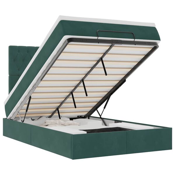 vidaXL osmannisk sengeramme med madrasser 120x190 cm fl&oslash;jl m&oslash;rkegr&oslash;n