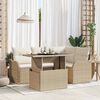 vidaXL Havesofa S&aelig;t med pude med pude 5 pcs Beige Poly Rattan