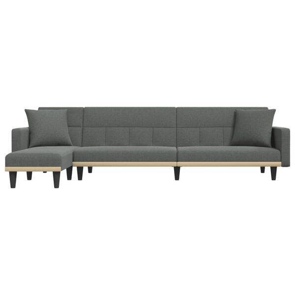 vidaXL L-formet sovesofa 275x140x70 cm stof m&oslash;rkegr&aring;