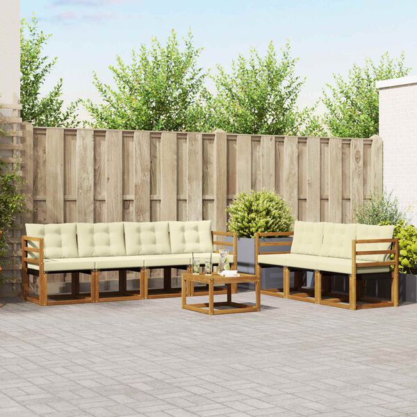 vidaXL Udend&oslash;rs sofagruppe med pude 8 pcs Naturlig og Fl&oslash;de