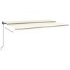 vidaXL markise m. LED + vindsensor 6x3 m automatisk cremefarvet