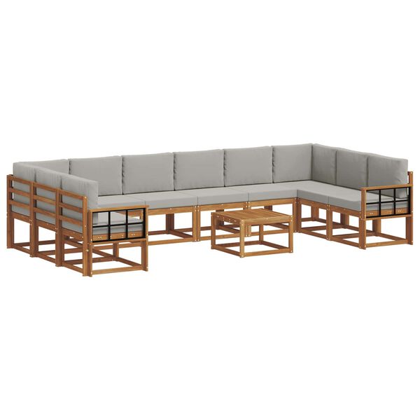 vidaXL Udend&oslash;rs sofagruppe med pude 11 pcs Naturlig og Lys Gr&aring;