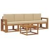 vidaXL Udend&oslash;rs sofagruppe 5 pcs Naturlig og Beige Massivt Akacietr&aelig;