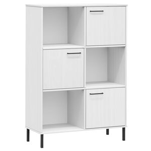 vidaXL bogskab med metalben OSLO 90x35x128,5 cm massivt tr&aelig; hvid