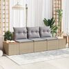 vidaXL Havesofa Sæt med pude 3 pcs Beige polyrattan