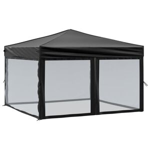 vidaXL foldbart festtelt med sidev&aelig;gge 3x3 m sort