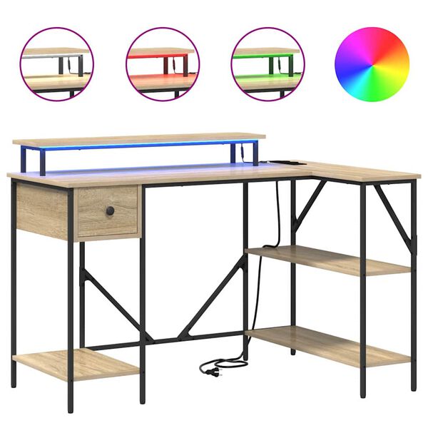 vidaXL Bord med skuffe Sonoma eg 120 x 79 x 86,5 cm Konstrueret tr&aelig;