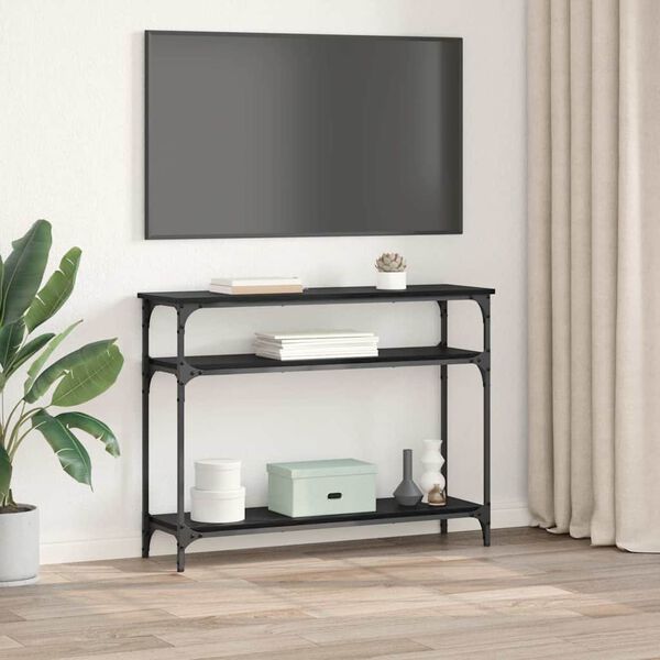 vidaXL Konsolbord med hylde Sort eg 100 x 29 x 75 cm Konstrueret tr&aelig;
