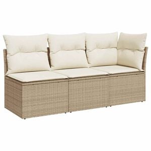 vidaXL 3-personers havesofa med hynder polyrattan beige