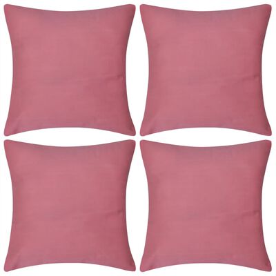130935 4 Pink Cushion Covers Cotton 50 x 50 cm