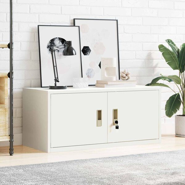 vidaXL Opbevaringsskab Hvid 90 x 40 x 40 cm Koldvalset St&aring;l