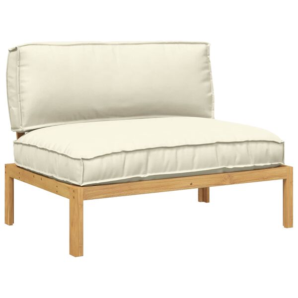 vidaXL Sofa S&aelig;t med pude Creme 120 x 92 x 69 cm Massivt Akacietr&aelig;