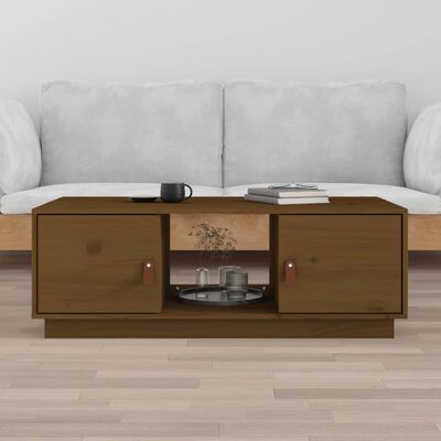 vidaXL sofabord 100x50x35 cm massivt fyrretræ gyldenbrun