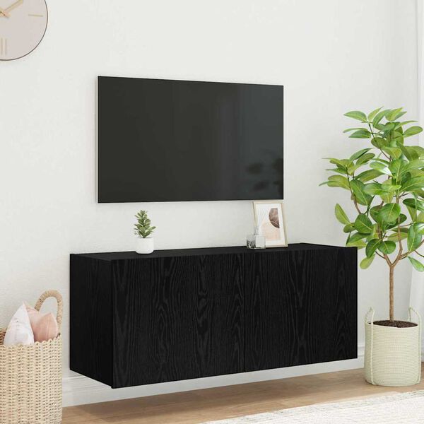 vidaXL TV v&aelig;gskab V&aelig;gmonteret Sort eg 100 x 35 x 41 cm Konstrueret tr&aelig;