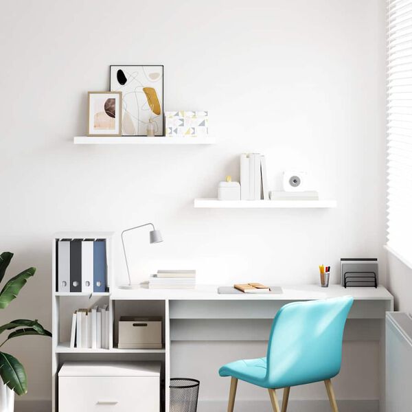 vidaXL v&aelig;ghylder 2 stk. 80x23,5x3,8 cm MDF hvid h&oslash;jglans