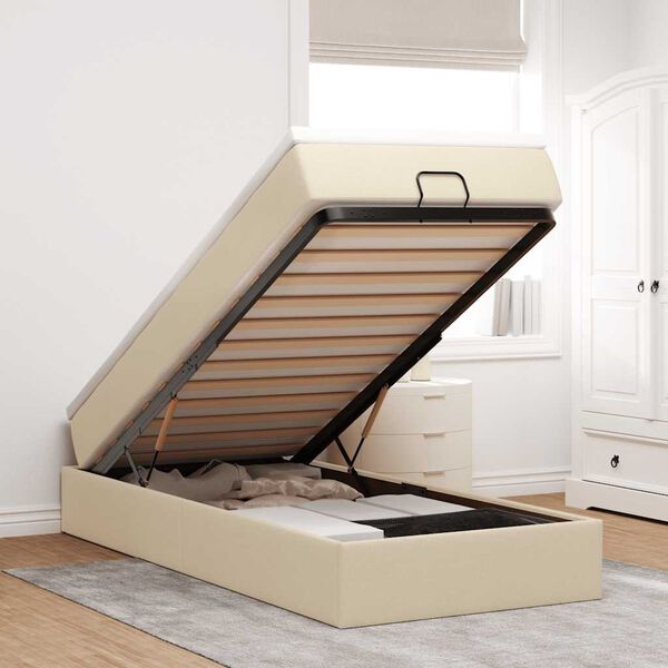 vidaXL osmannisk sengeramme med madras 90x190 cm stof cremefarvet