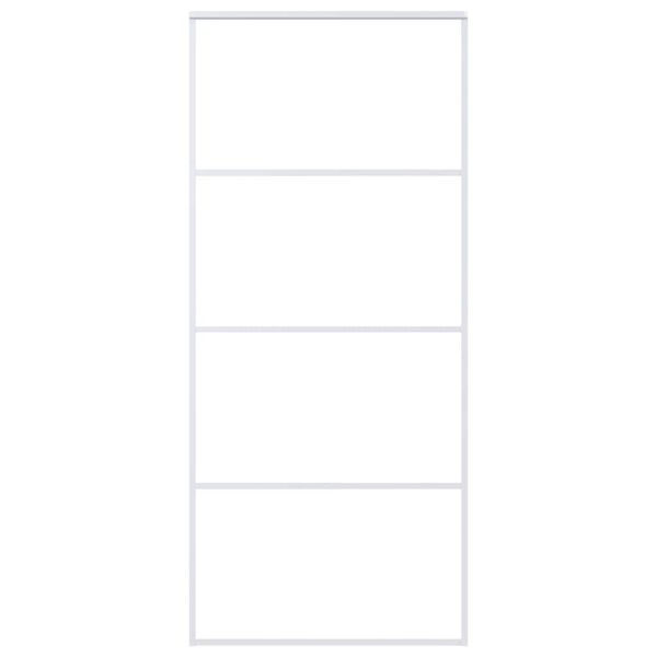 vidaXL skydedør 90x205 cm hærdet matteret glas og aluminium hvid