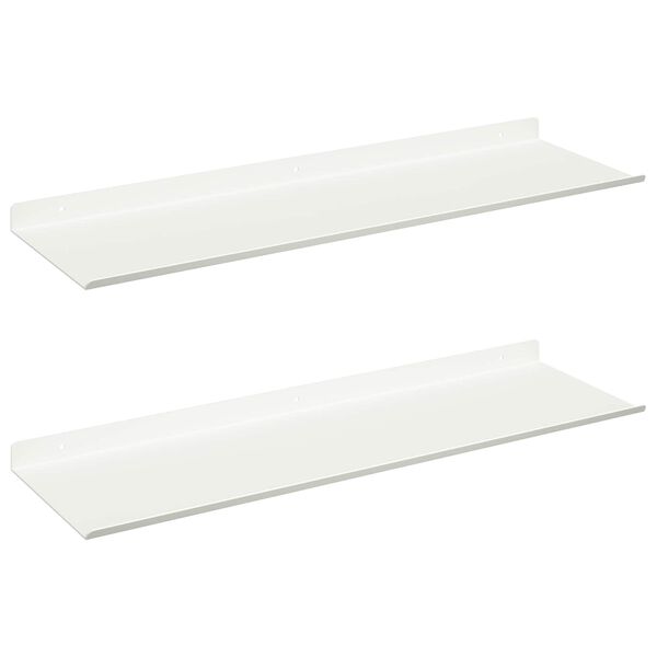 vidaXL Sv&aelig;vende hylde V&aelig;gmonteret 2 pcs Hvid 60 x 18 x 2,5 cm St&aring;l