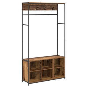 vidaXL Knager&aelig;kke med sko b&aelig;nk Gammelt tr&aelig; 100 x 32 x 180,5 cm