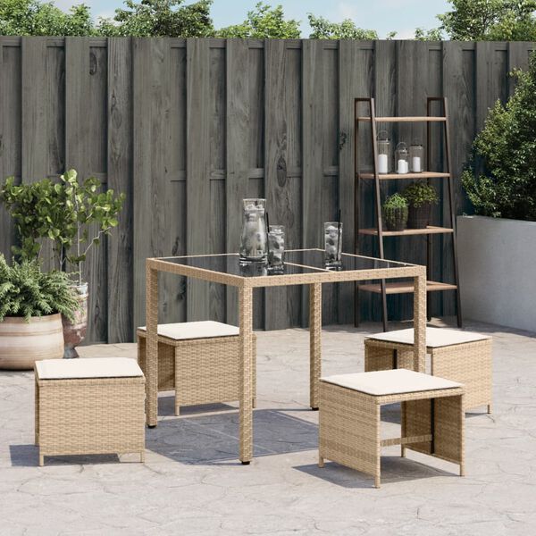 vidaXL haveskamler 4 stk. med hynder 41x41x36 cm polyrattan beige