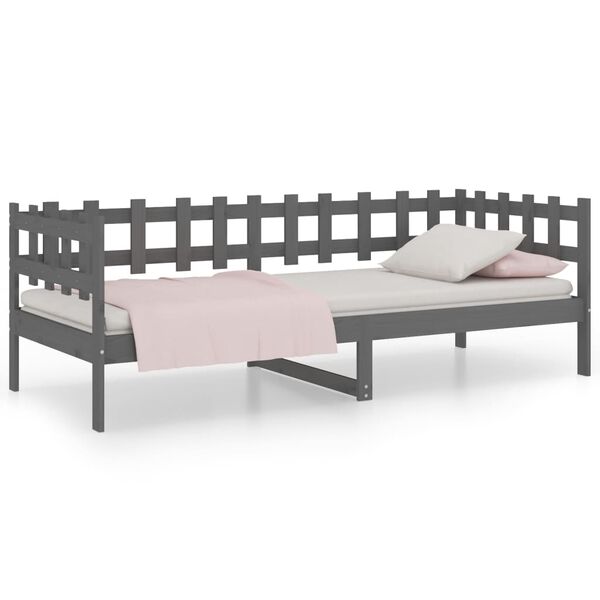 vidaXL daybed 90x200 cm massivt fyrretræ grå