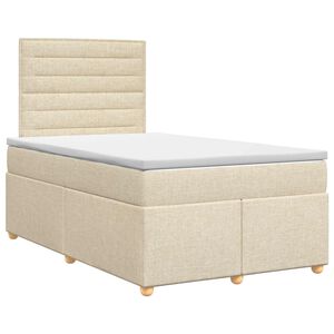 vidaXL Boxmadras med topmadras Cremefarvet 120 x 190 cm Stof
