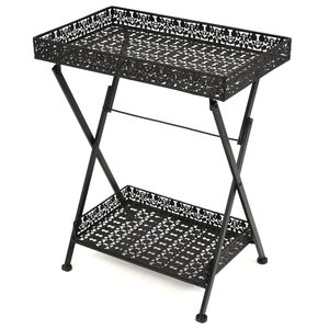 vidaXL foldbart tebord vintagestil metal 58 x 35 x 72 cm sort