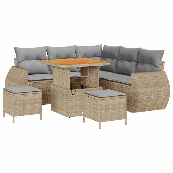 vidaXL Havesofa Sæt 8 pcs Beige polyrattan