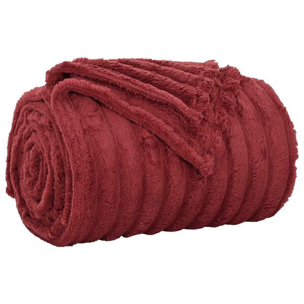 vidaXL Throw t&aelig;ppe Bordeaux R&oslash;d 270 x 240 cm Fleece