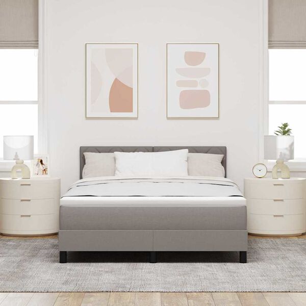 vidaXL Box spring seng med madras Gr&aring;brun 140 x 190 cm Stof