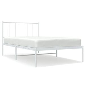 vidaXL sengeramme med sengegavl 90x200 cm metal hvid